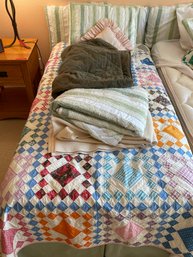 Twin Bed, Quilt And Linens #2