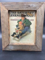 Norman Rockwell Saturday Evening Post Sledding With Grandpa