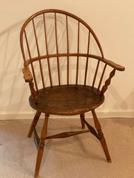 Antique American Walnut Windsor Hoop Back Armchair Ca 1800-1830