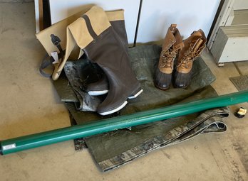 Fishing Lot, Waders, Bean Boots, Pole And More!