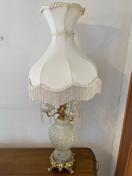 Vintage Glass And Brass Lamp