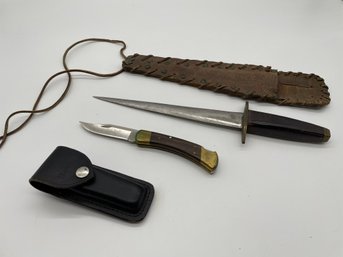 Hunting Knife And Large Pocket Knife