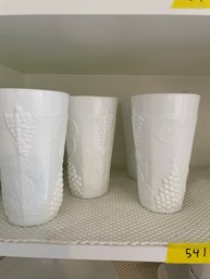 Milk Glass Water Glass Set With Ice Bucket