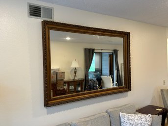 Large Mirror With Wooden And Plaster Gold Frame