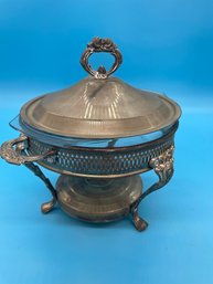 Silver And Glass Chafing Dish