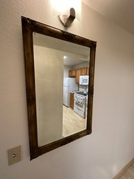 Antique Rectangular Mirror With Metal Frame