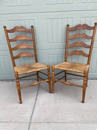 Pair Of Ladderback And Rush Chairs