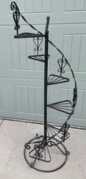 MCM Wrought Iron 6 Step Circular Staircase Plant Stand