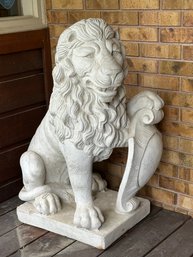 Seated Garden Lion Statue With Heraldic Shield