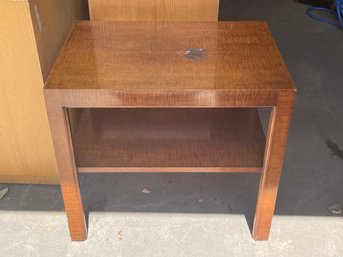 Wooden Parsons Side Table Of Burl Wood W/shelf