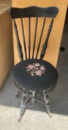 Victorian Swivel Embroidered Piano Stool