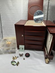 Wood Jewelry Box And Jewelry