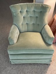 Sea Foam Green Velour Swivel Rocking Chair