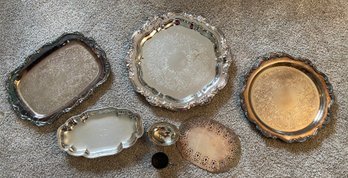 Silverplate Serving Platters & Sterling Baby Cup