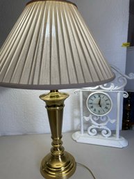 Brass Lamp And Battery Operated Clock