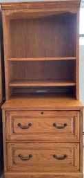 Golden Oak Hutch With Filing Cabinet