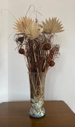 Faux Floral Arrangement In Glass Vase