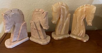 Marble Horse Head Books Ends