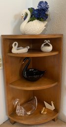 Wooden Corner Shelf With Decor