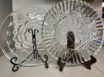 2 Decorative Glass Platters