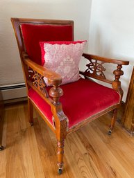 Vintage Red Velvet Rolling Chair