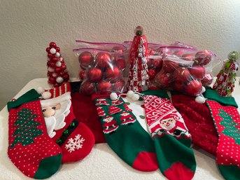 Seven Stockings And Ornaments