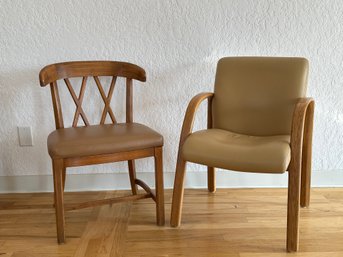 Two Leather Side Chairs