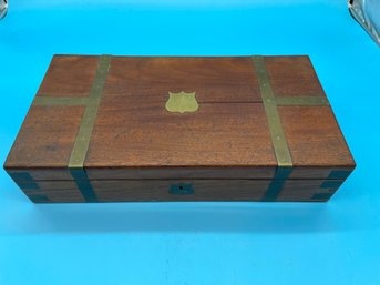 Antique Wooden Travelling Lap Desk Box