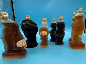 Assortment Of Glass Honey Apple Wine Bottles Collectibles