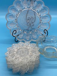 Glass Hobnail Egg Plate