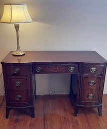 National Furniture Company Wooden Desk And Mid Century Modern Lamp