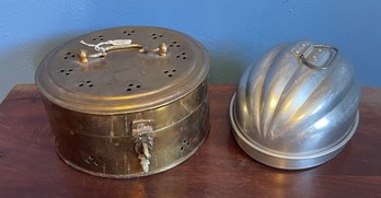 Classic Brass Cricket Box And Vintage Aluminum Gelatin Mold