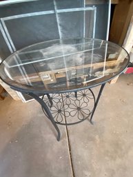 Black Metal And Glass Outdoor Table