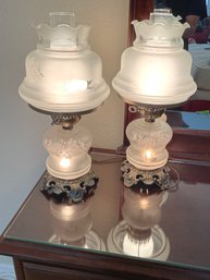 Converted Vintage Glass Oil Lamps