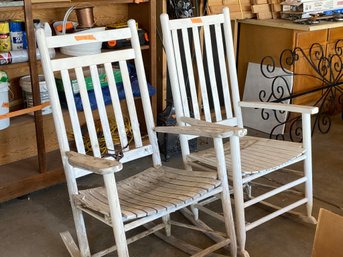 Two Rustic Wood Rockers