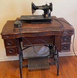 Antique White Rotary Treadle Sewing Machine