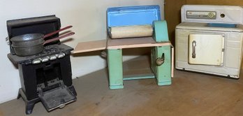 Vintage Mini Stove, Ironer And Washer