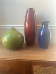 3 Large Colorful Vases