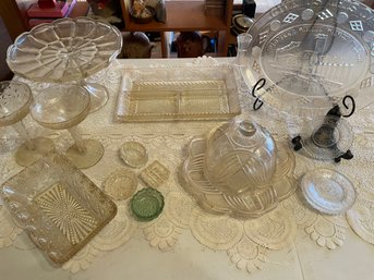 Assorted Crystal And Glass Trays