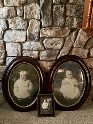 2 Bubble Glass Portraits &  Small Wooden Frame