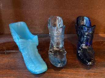 Victorian Glass Blue Shoes