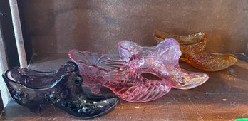 Victorian Glass Shoes - Pink, Purple, And Gold