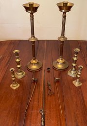 (3) Pairs Of Brass Candlesticks