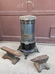 Vintage Metal Stove And Anvils