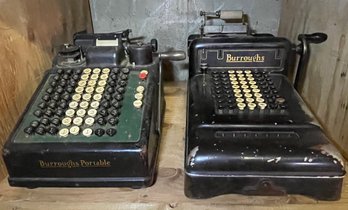 (2) Antique Burroughs Adding Machines