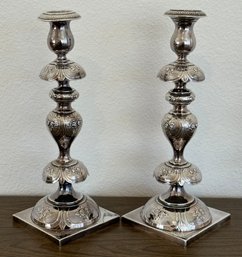 Silverplate Shabbat Candlesticks