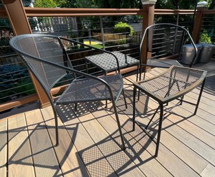 8 Barrel Back Outdoor Black Metal Chairs