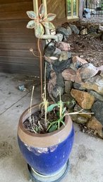 Enormous Outdoor Stoneware Pot & Rolling Stand