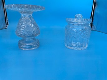 Waterford Crystal Lismore Biscuit Barrel  And Elaborate Serving Pedestal