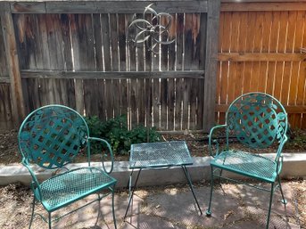 Outdoor Cast Iron Bistro Set & Windmill Yard Artpiece